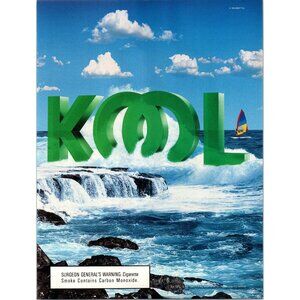1996 Kool CIgarrettes Vintage Print Ad Wind Surfer Surfing Waves Coast Wall Art